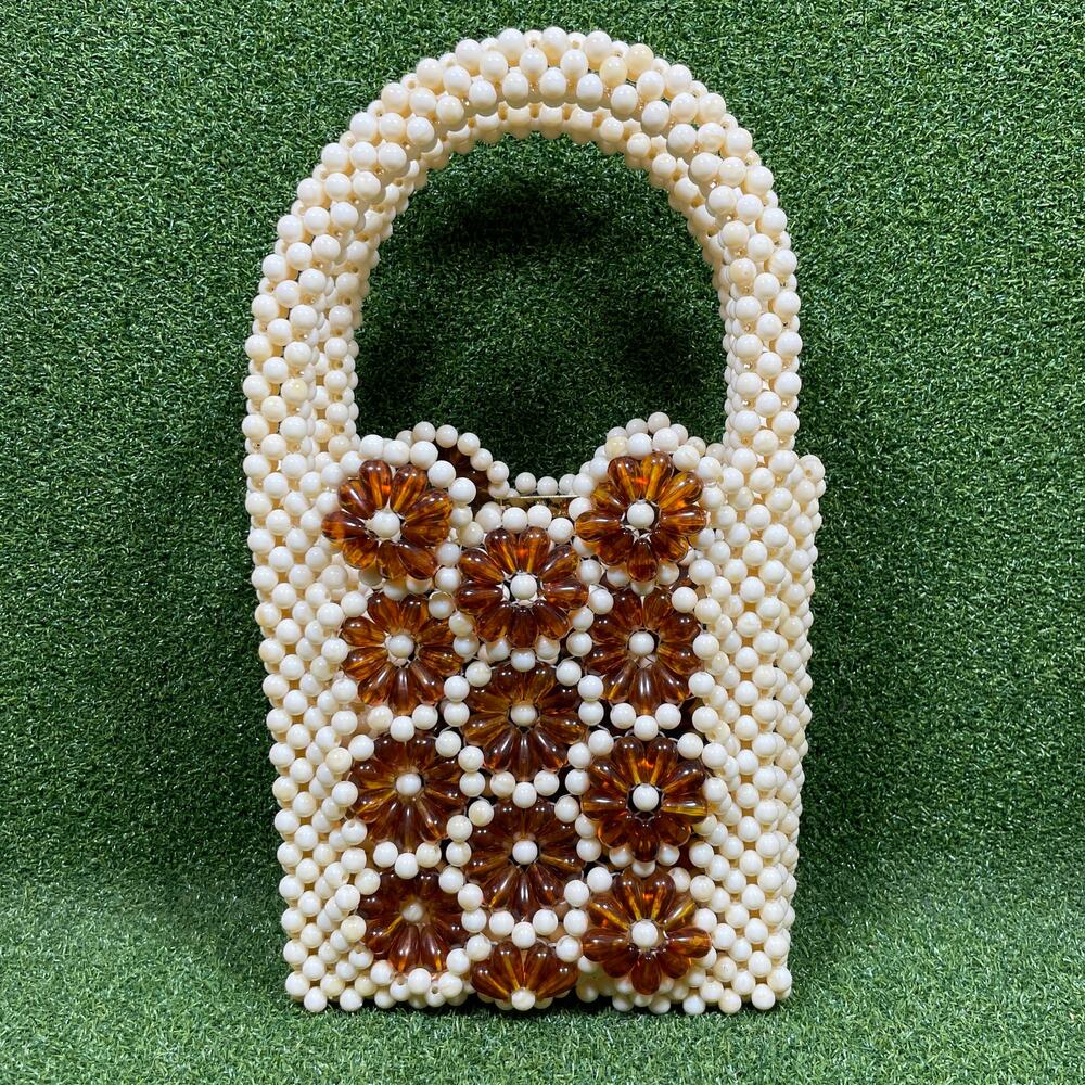 Lele Sadoughi Amber Daisy Beaded Mini Bag Ivory Tortoise Floral Handbag